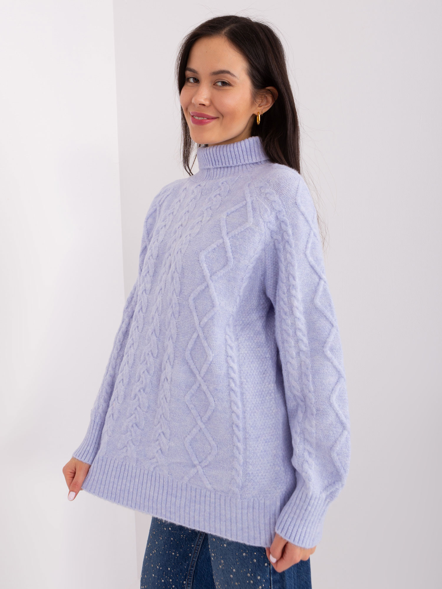 Sweter , jasny fioletowy - Wool Fashion Italia