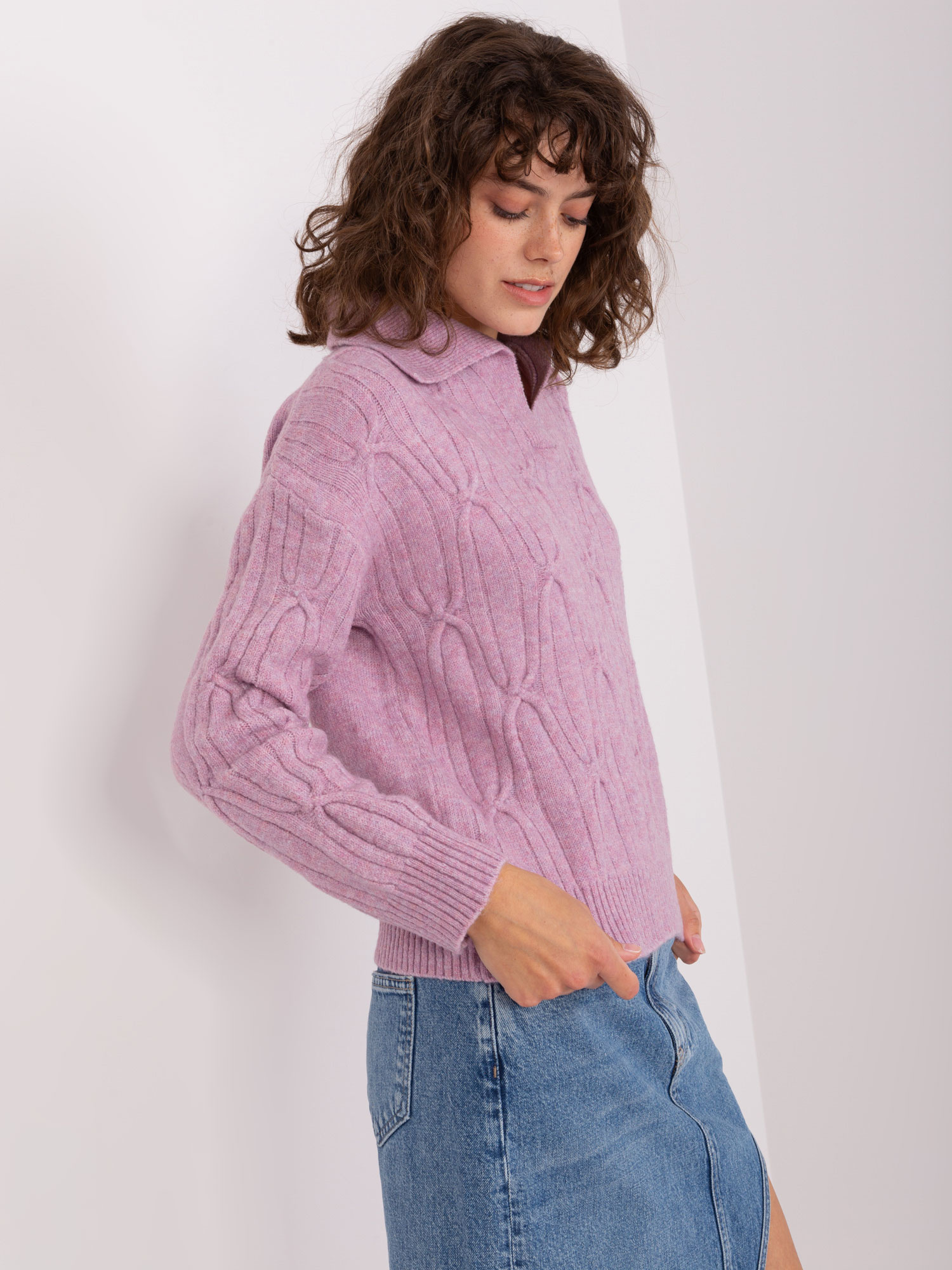 Sweter , jasny fioletowy - Wool Fashion Italia