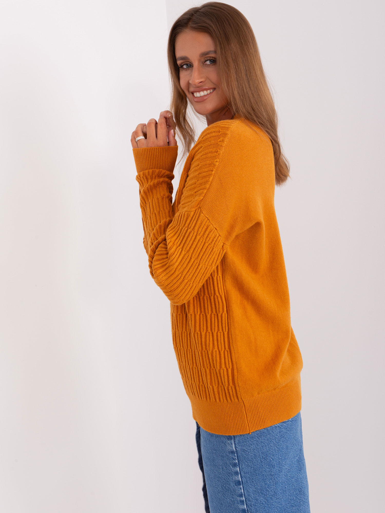 Sweter , jasny pomarańczowy - Wool Fashion Italia