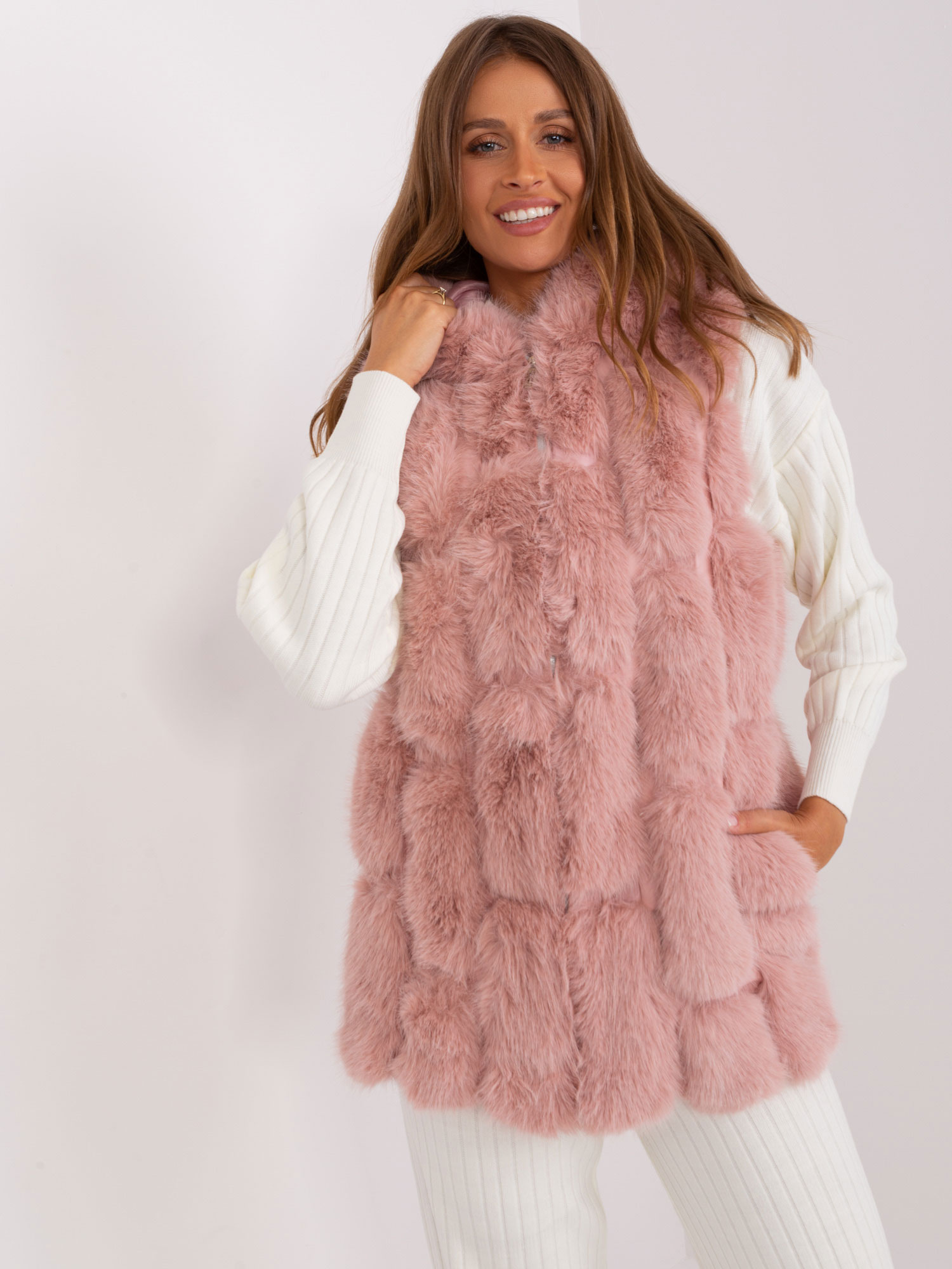 Kamizelka , jasny różowy - Wool Fashion Italia