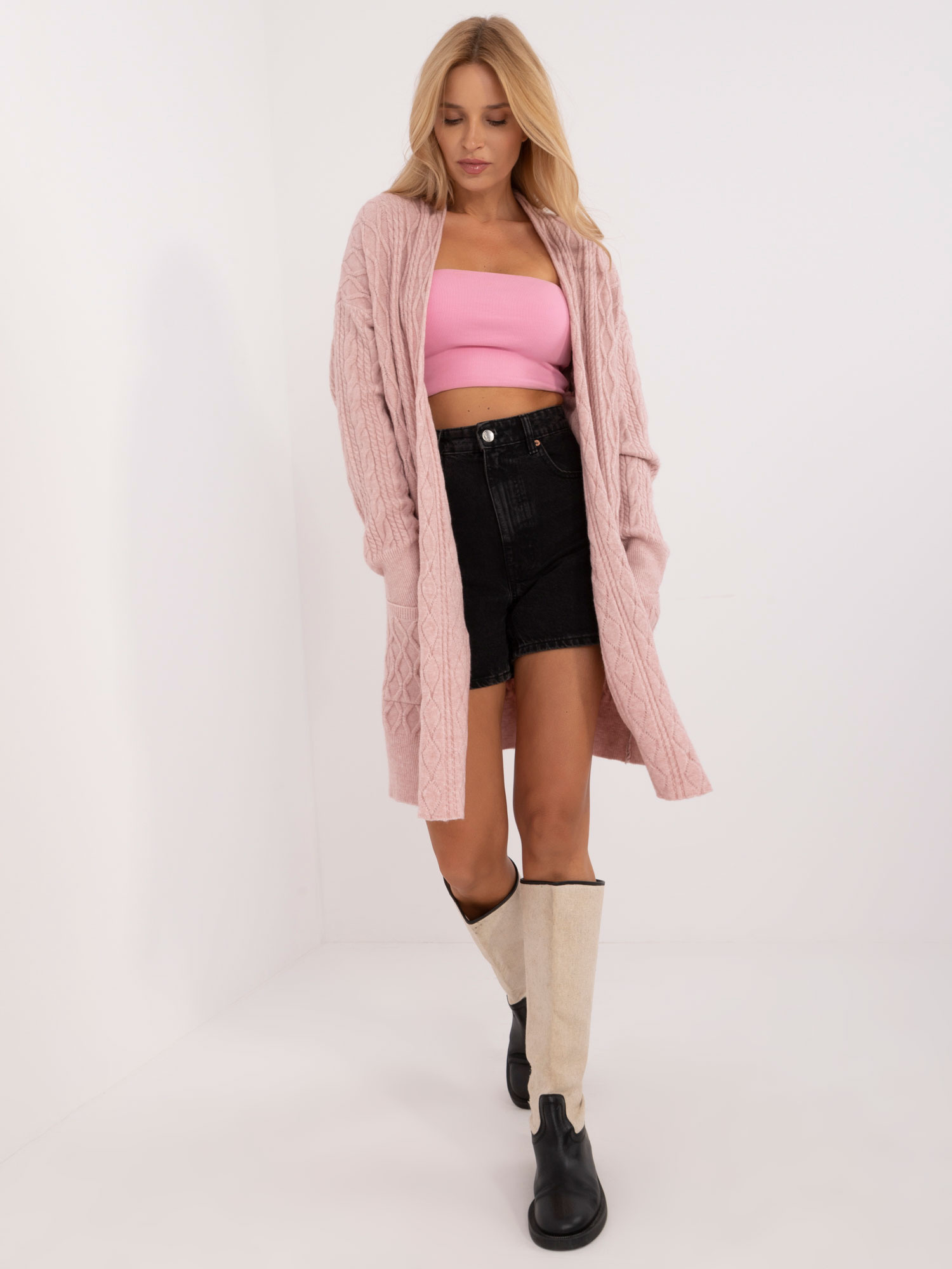 Kardigan , jasny różowy - Wool Fashion Italia