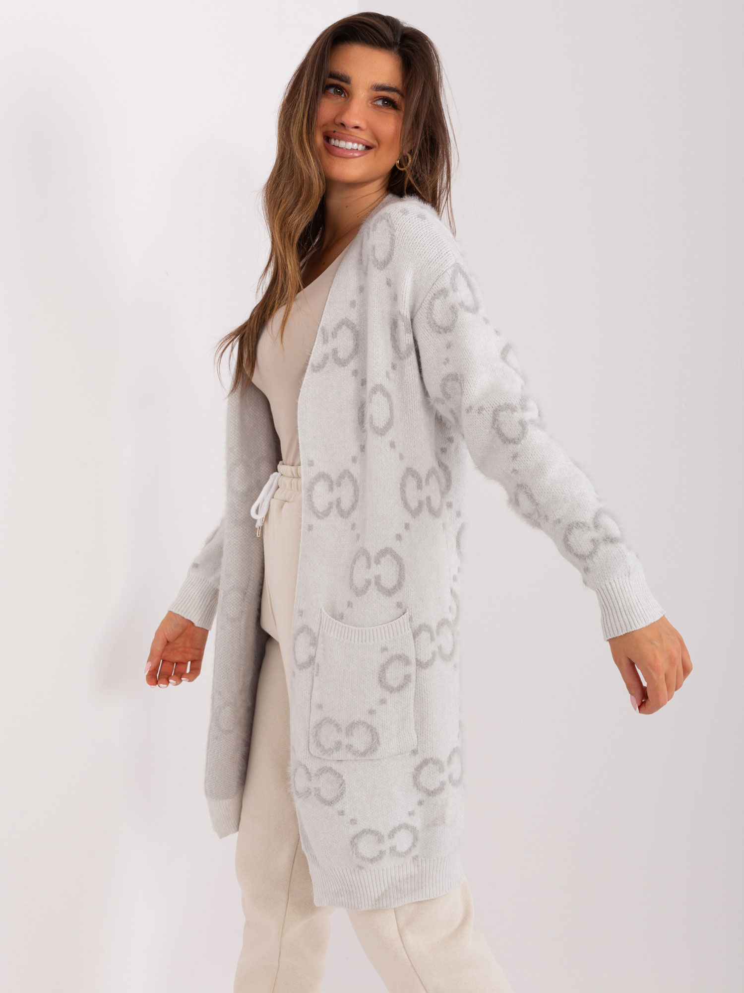 Sweter , jasny szary - Wool Fashion Italia