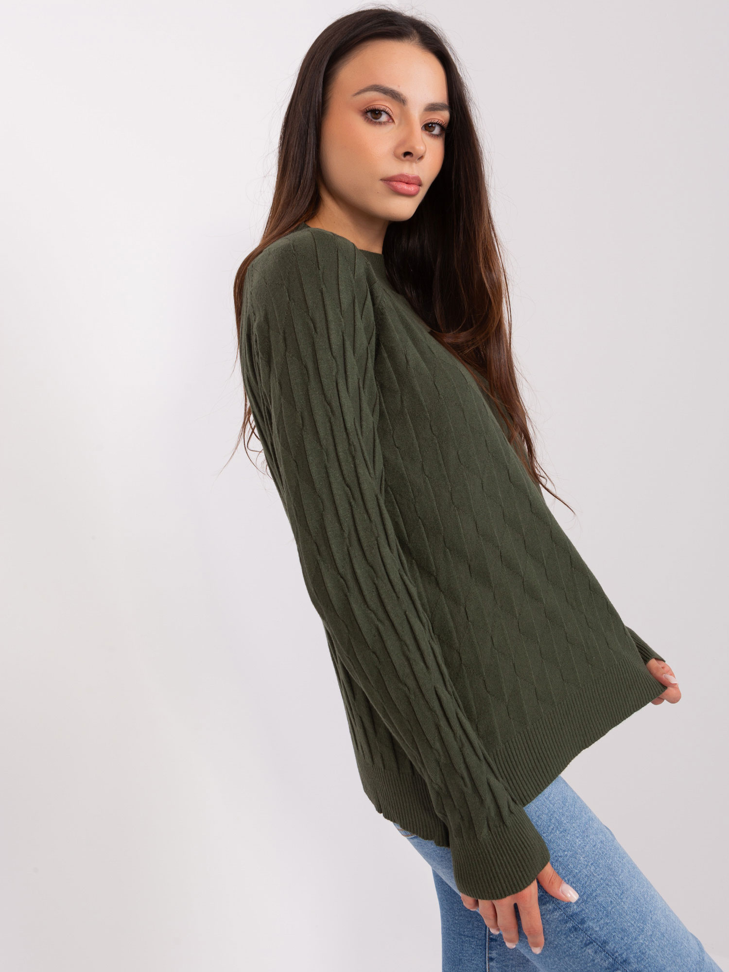 Sweter , ciemny khaki - Wool Fashion Italia