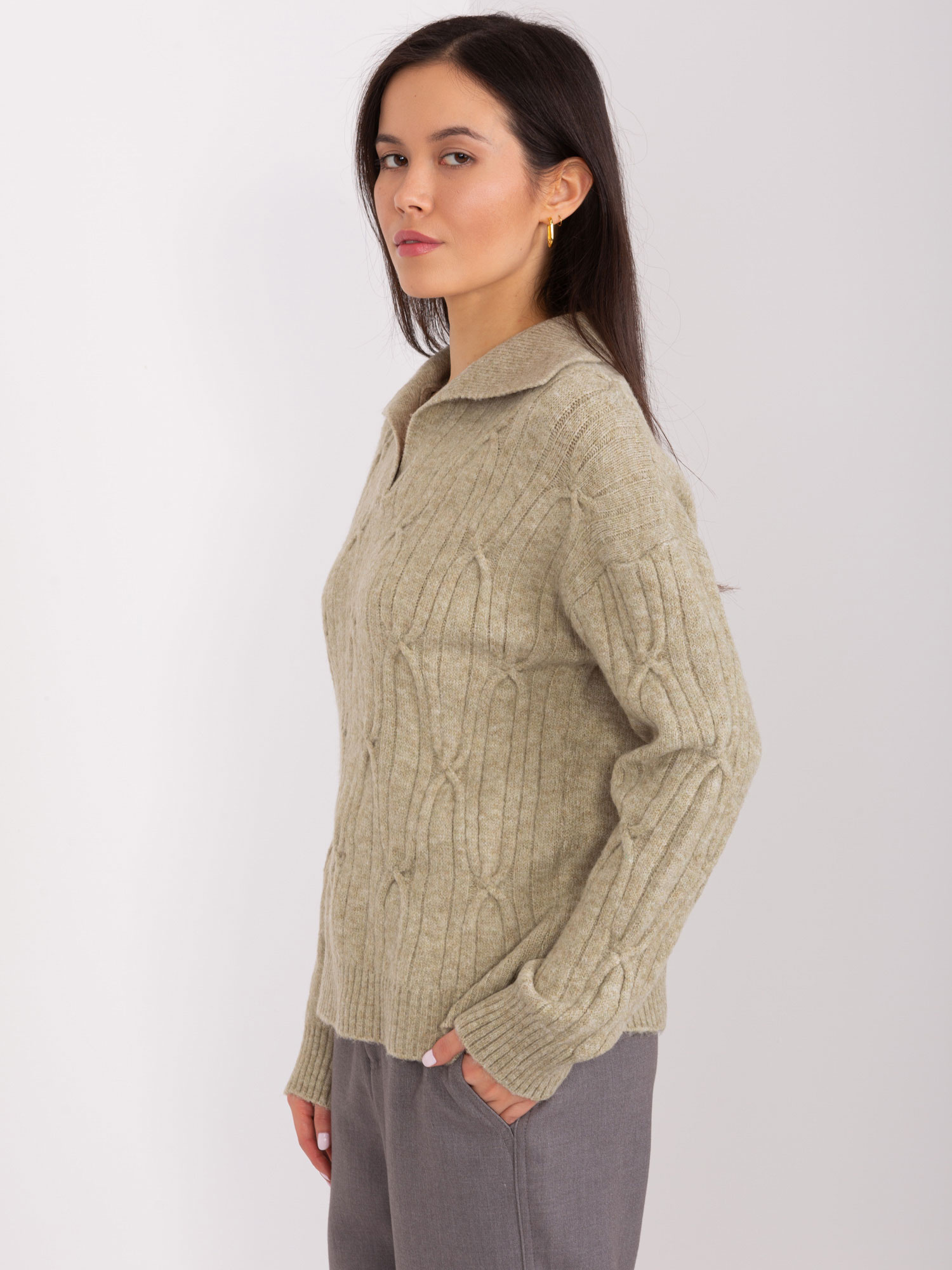 Sweter , khaki - Wool Fashion Italia