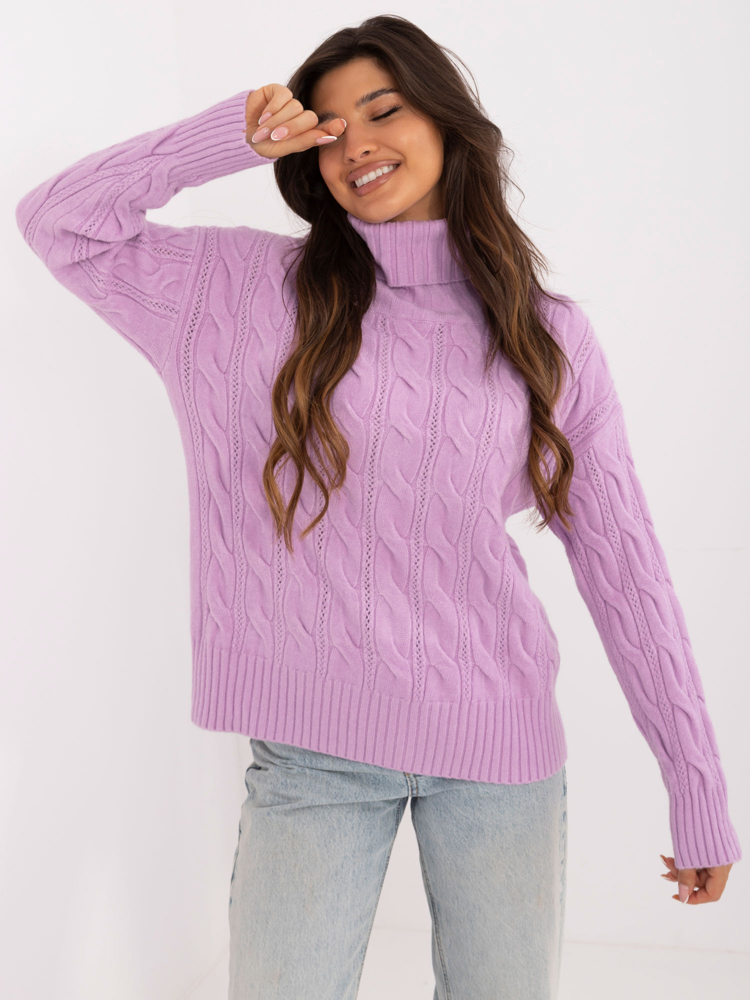 Sweter , jasny fioletowy - Wool Fashion Italia