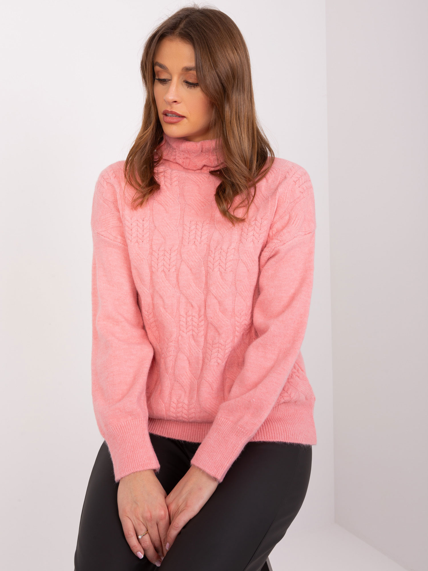 Sweter , łososiowy - Wool Fashion Italia