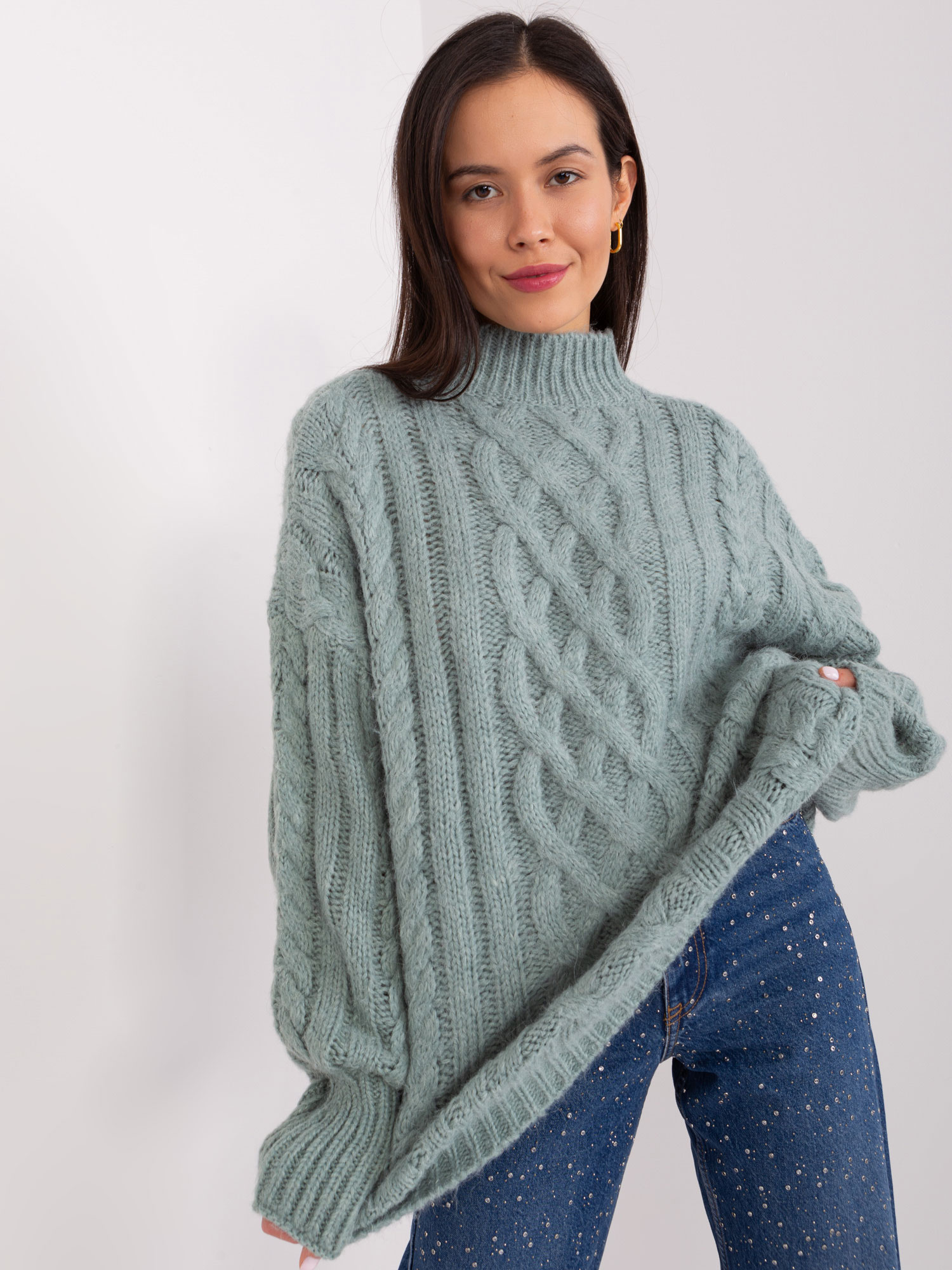 Sweter , mietowy - Wool Fashion Italia