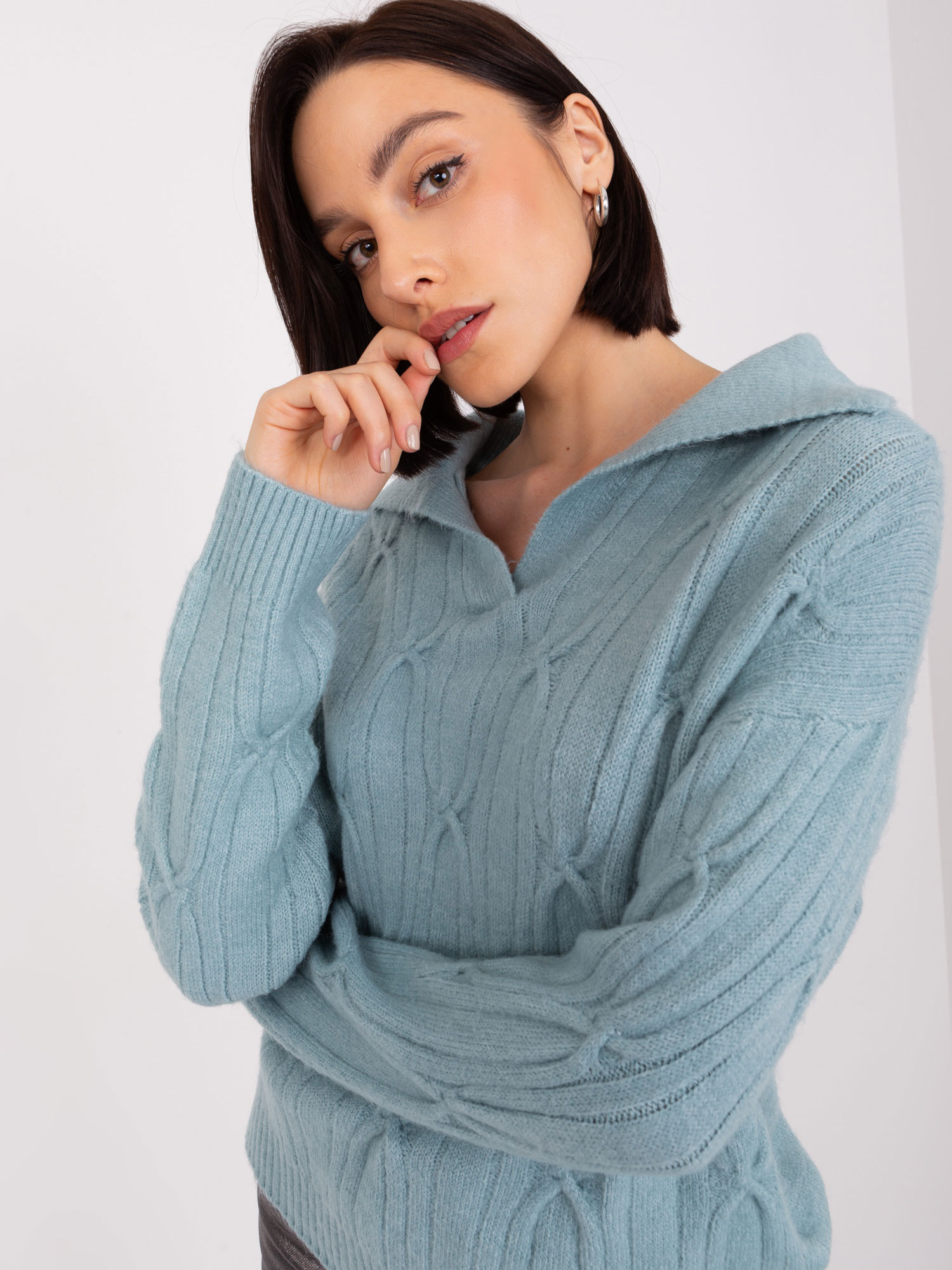 Sweter , mietowy - Wool Fashion Italia