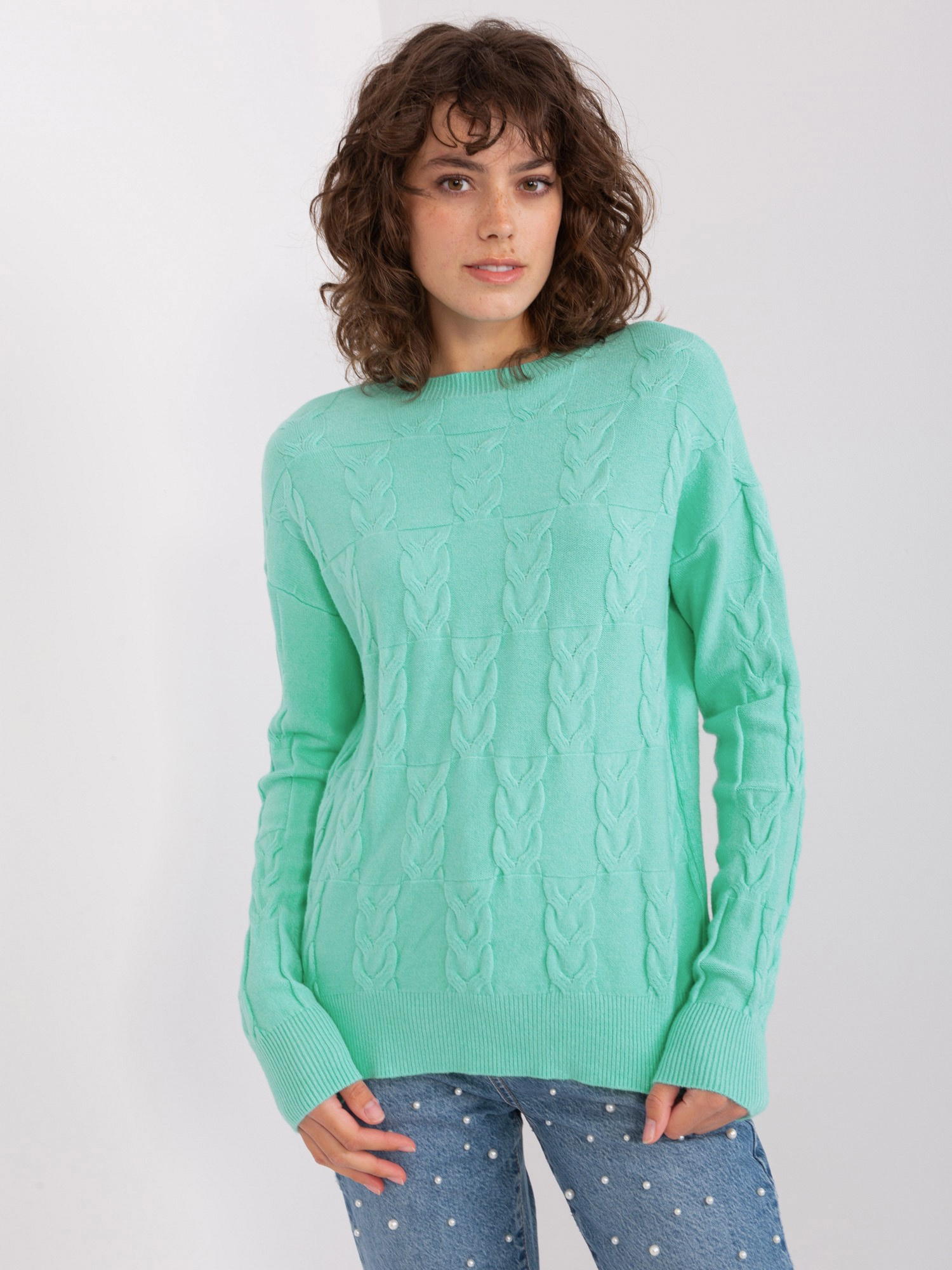 Sweter , mietowy - Wool Fashion Italia
