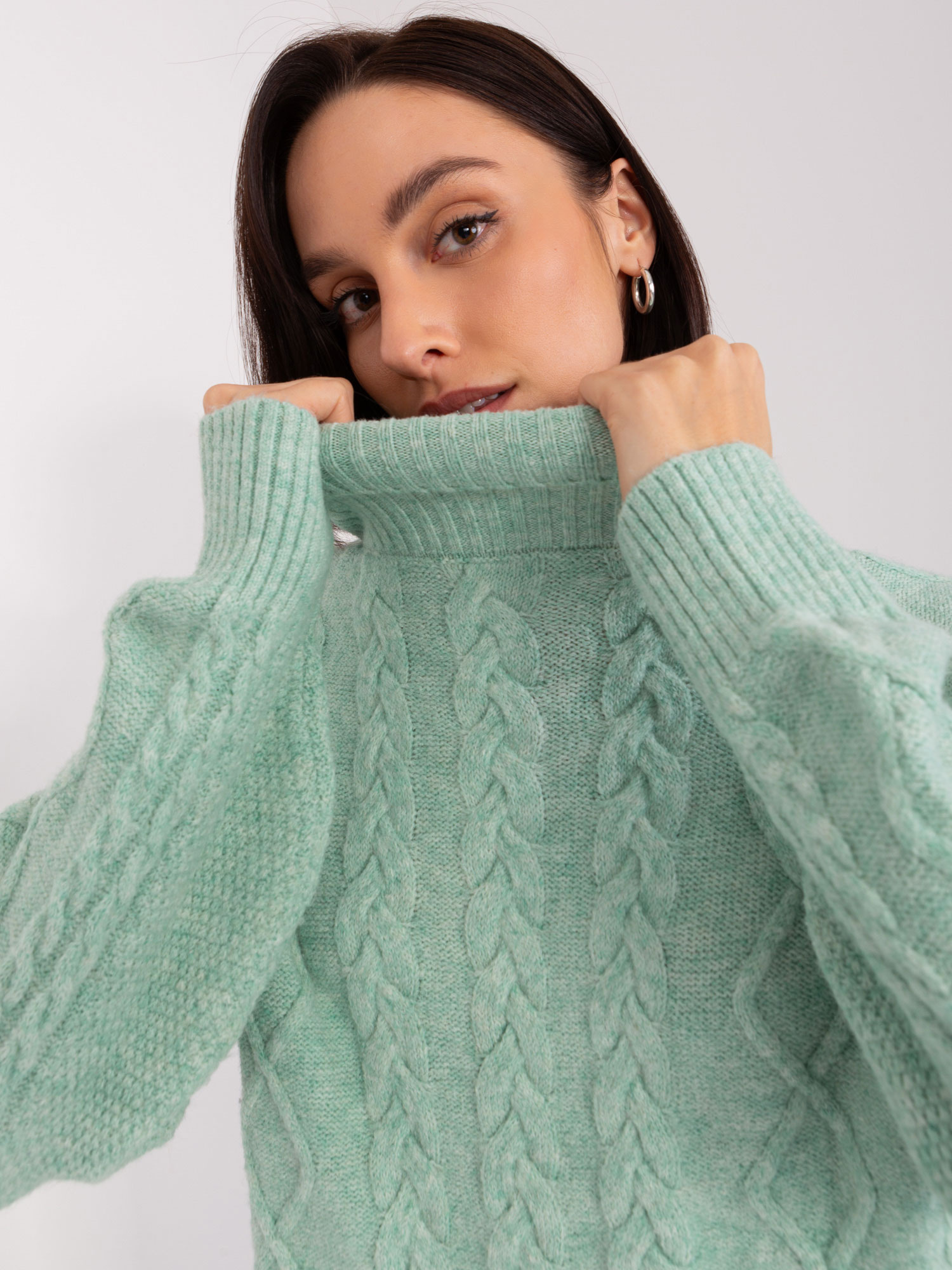 Sweter , mietowy - Wool Fashion Italia