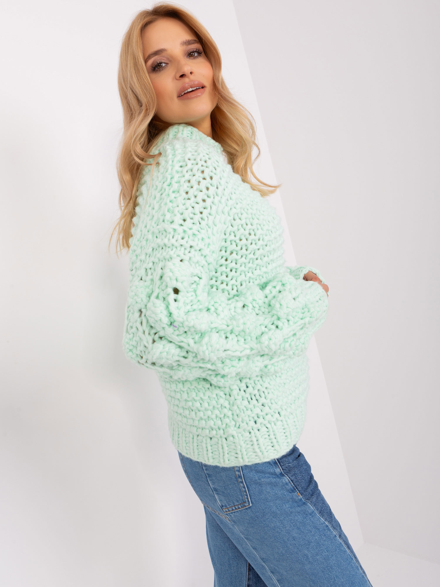 Sweter , mietowy - Wool Fashion Italia
