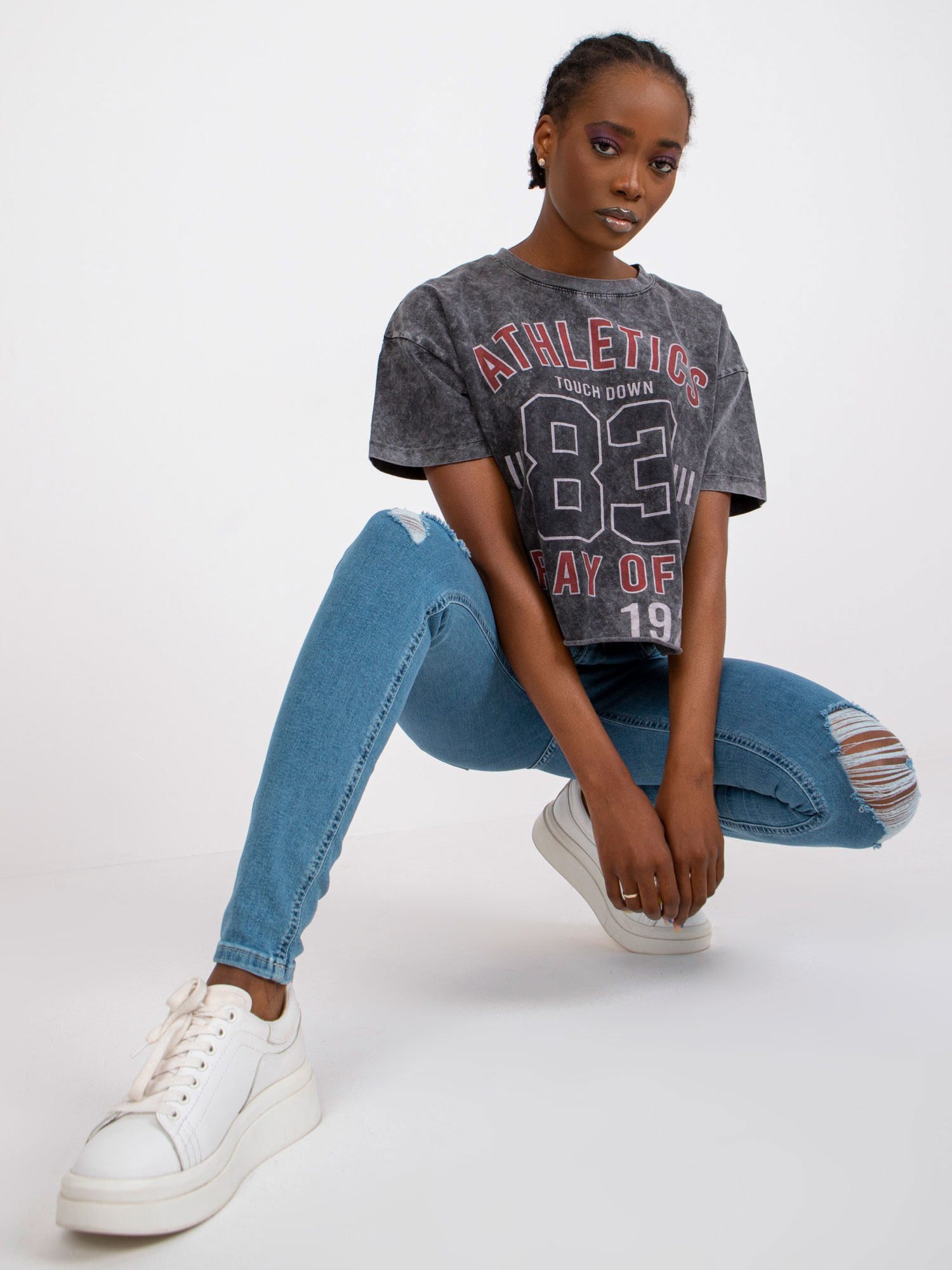Spodnie jeans , niebieski - RUE PARIS