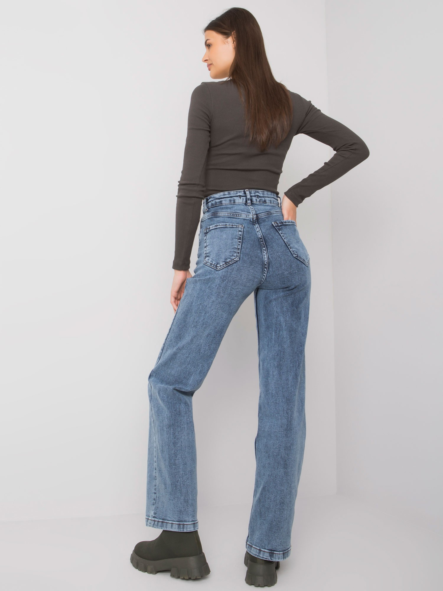 Spodnie jeans , ciemny niebieski - MOONART