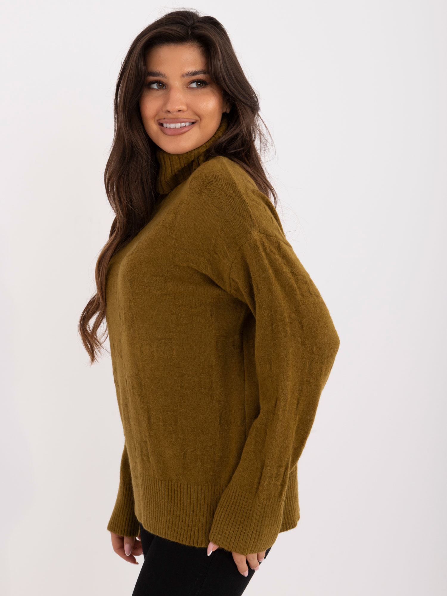 Sweter , oliwkowy - Wool Fashion Italia
