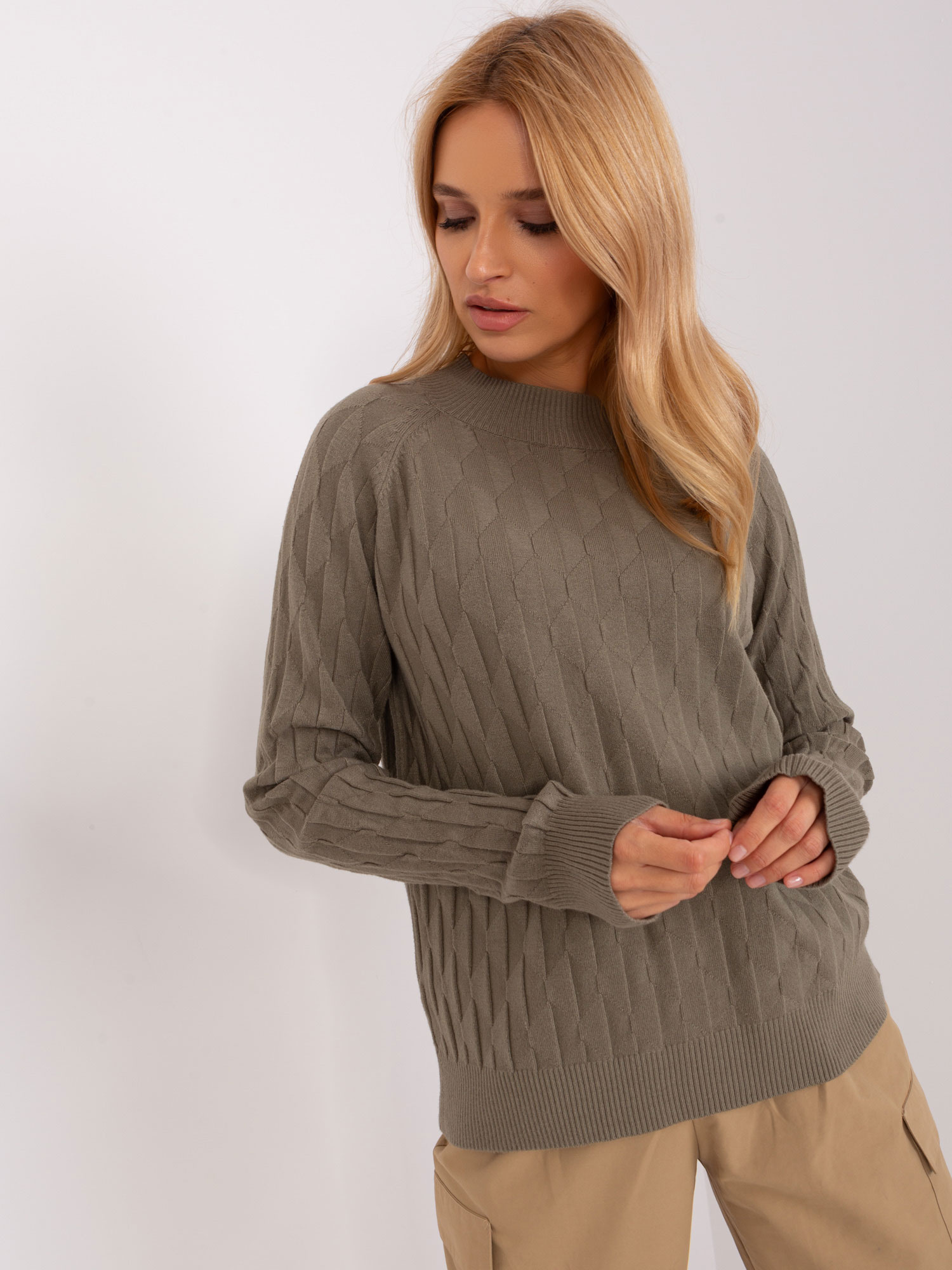 Sweter , khaki - Wool Fashion Italia