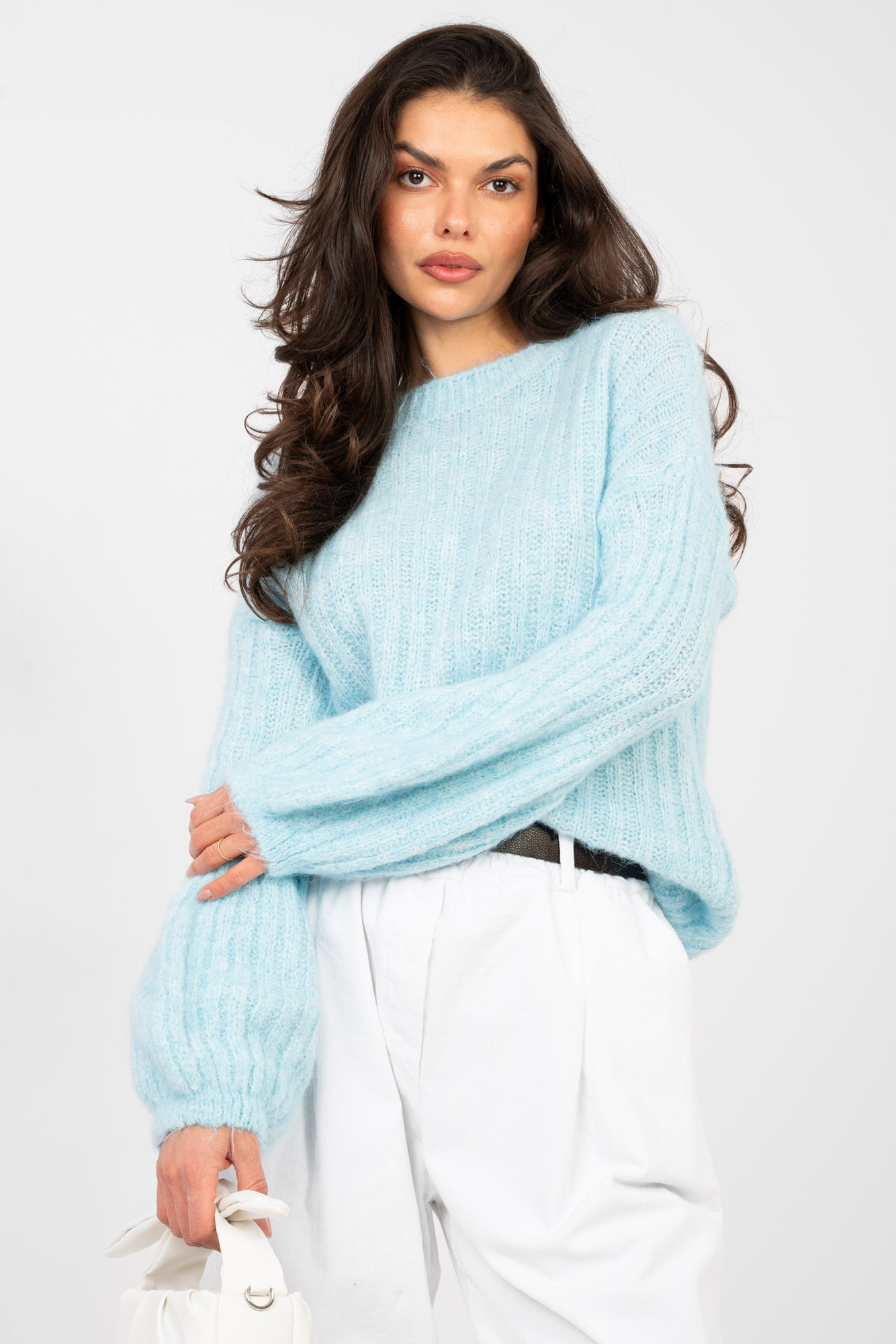 Sweter , jasny niebieski - ITALY MODA - obrazek 2