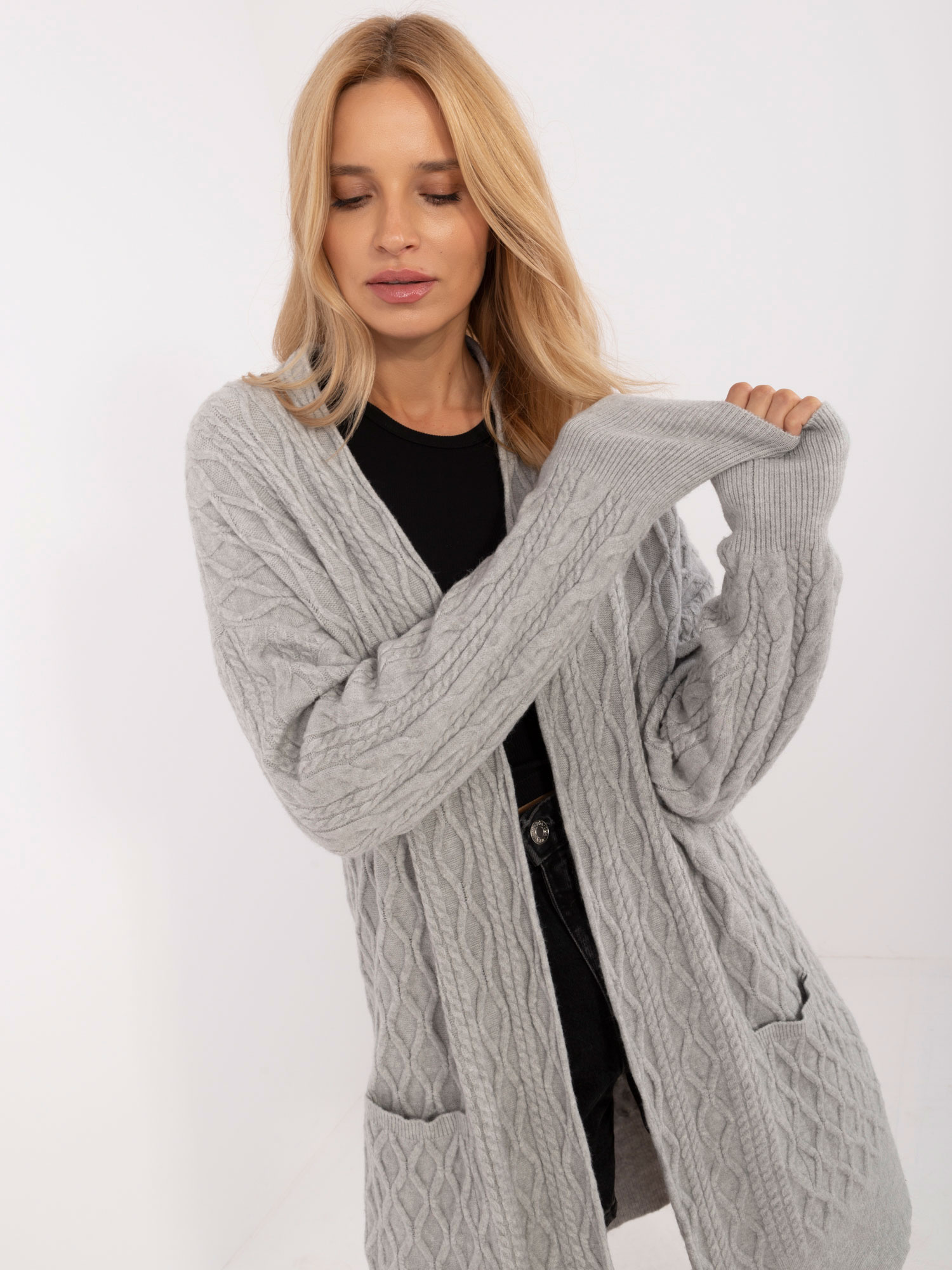 Kardigan , szary - Wool Fashion Italia