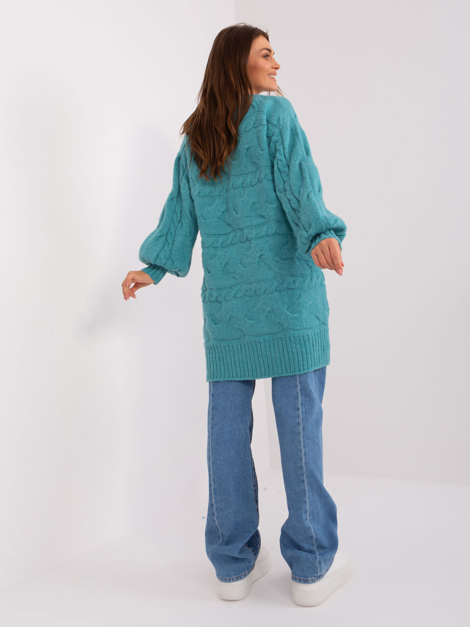 Sweter , turkusowy - Wool Fashion Italia