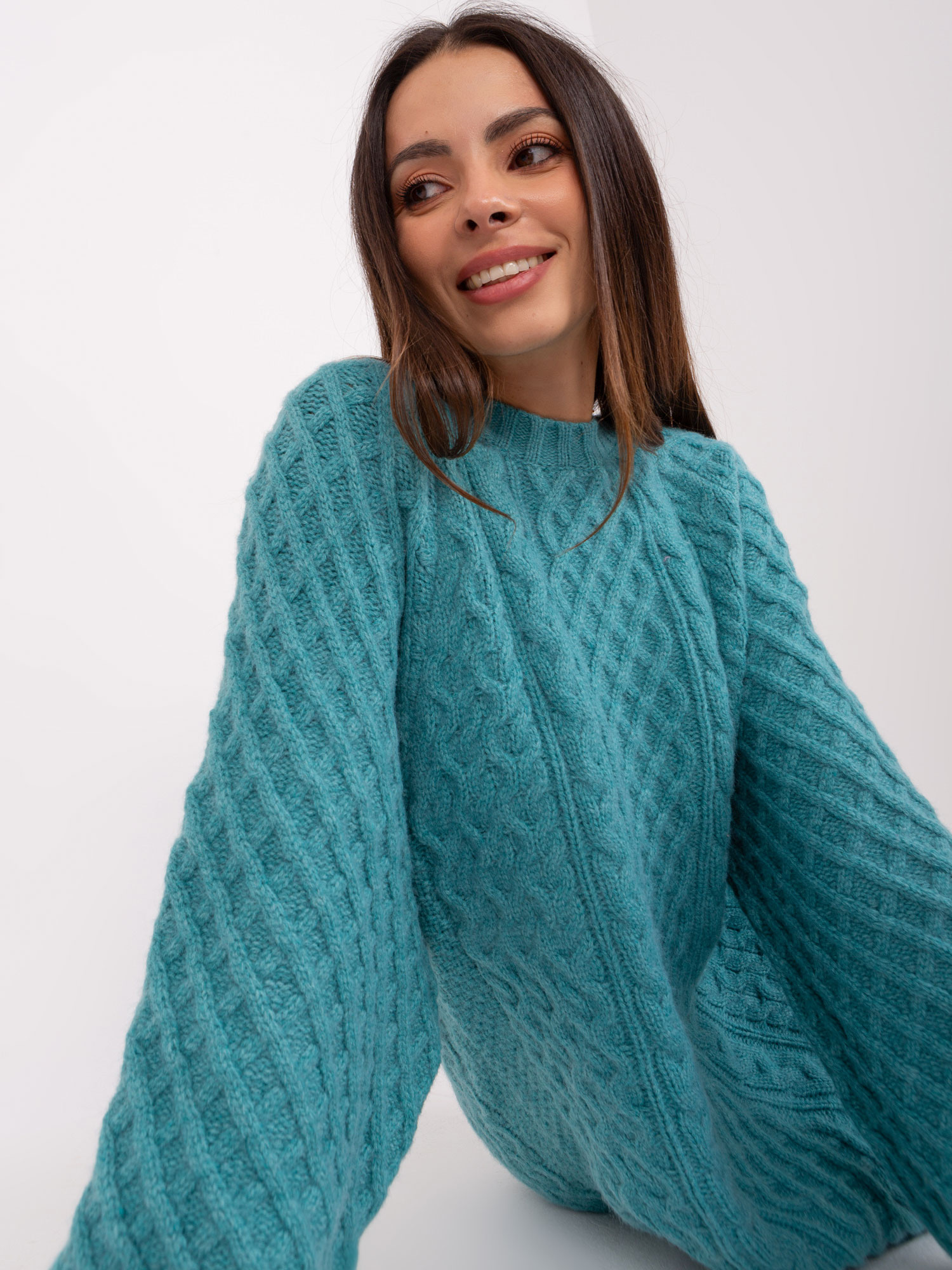 Sweter , turkusowy - Wool Fashion Italia
