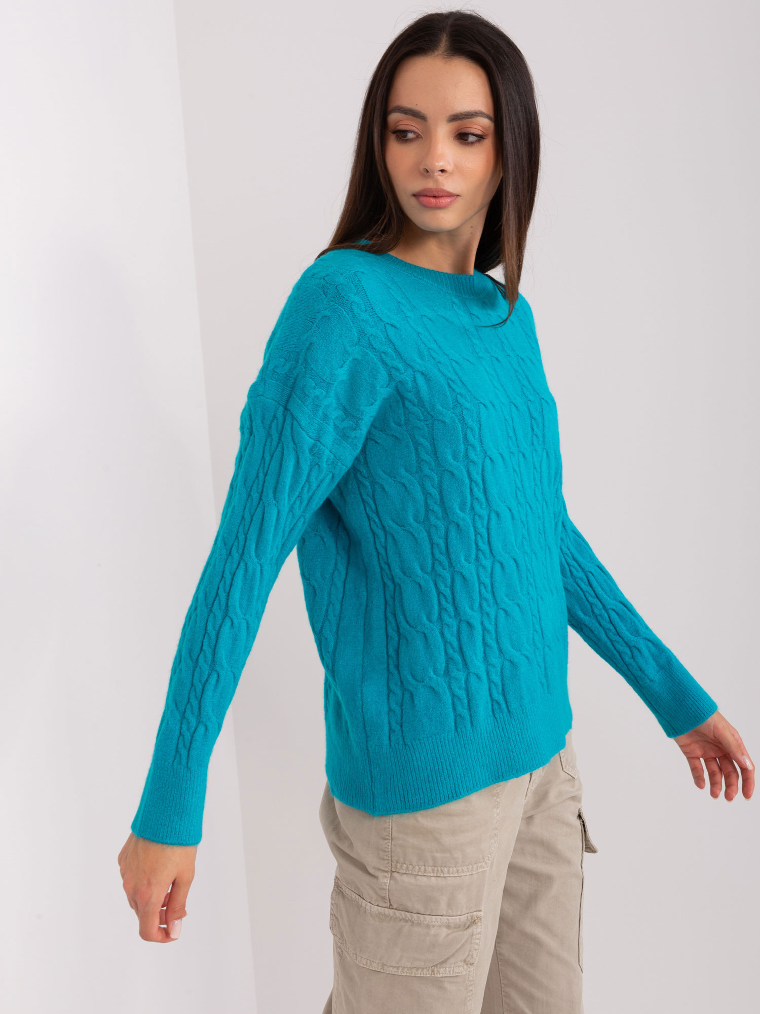 Sweter , turkusowy - Wool Fashion Italia